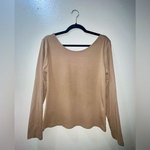 Banana Republic Women’s Boat Neck Long Sleeve Cotton Top - Tan - Size L